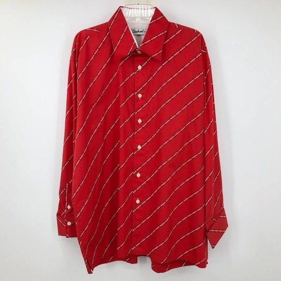 Vintage Elephant Men’s Button Up Shirt Size XL Philadelphia All Over Script Red - Picture 3 of 9